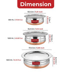 Copper Bottom Urli With Lid, Set of 3 (800ML, 1200ML, 1600ML)