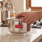 Stainless Steel Tope Patila With Lid Flat Bottom Boiling Vessels Bhagona Dekchi, 22.5 cm, 2900 ml