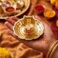 Small Brass Diya Thali, 8cm