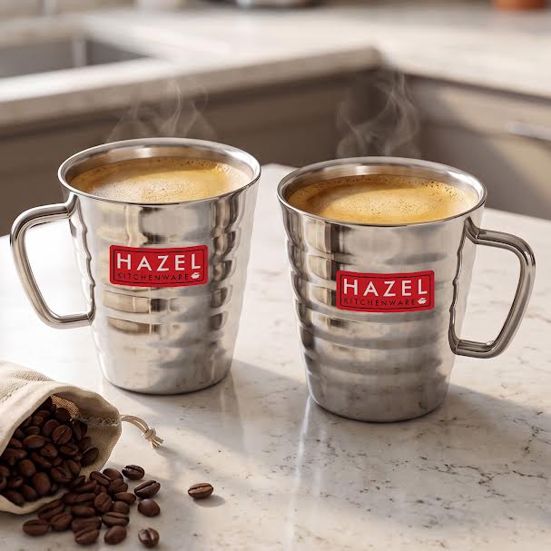 Stainless Steel  Classic Coffee Mug Set of 2, 300ML (Each)