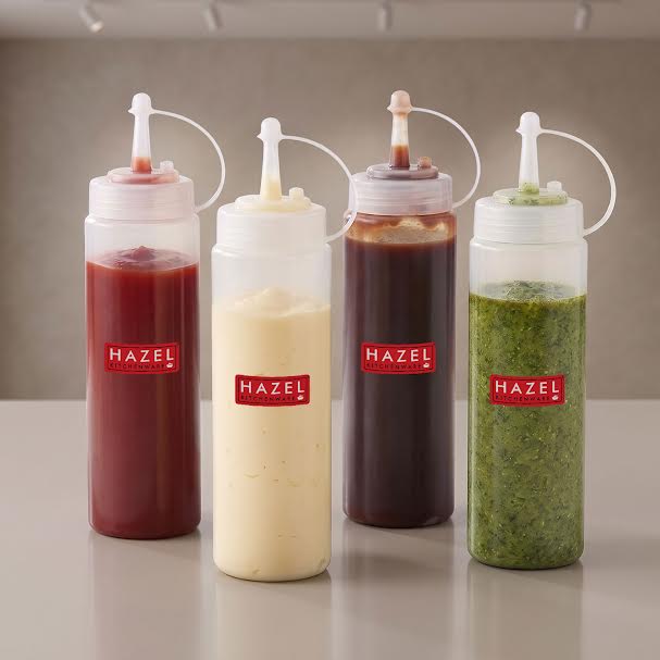 Transparent Sauce Squeeze Bottle – 760 ML (Set of 4)