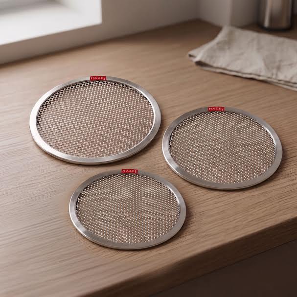 Aluminium Pizza Mesh Tray Set (Round), 7, 8 & 9 Inch