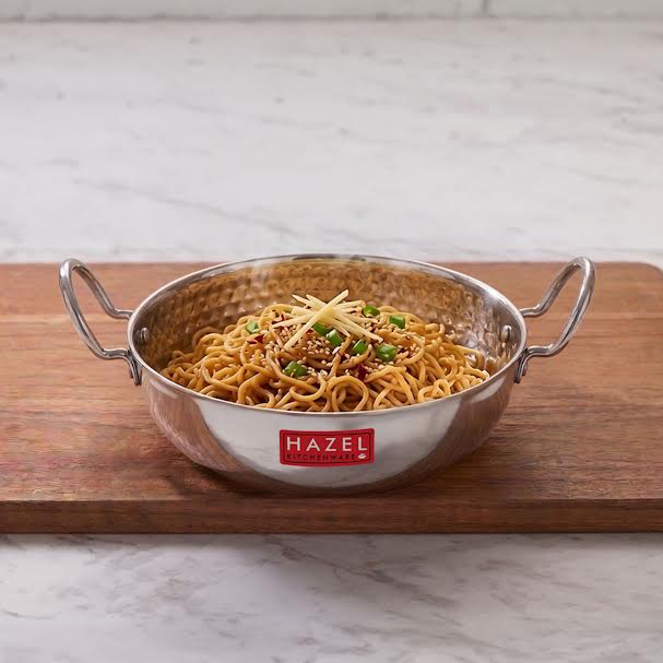 Stainless Steel Hammered Kadai, Strong Deep Cooking Wok