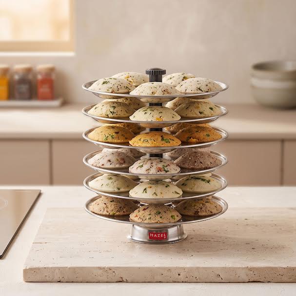 Stainless Steel Idli Plate Stand,  6-Rack Plates, 30 Idlis
