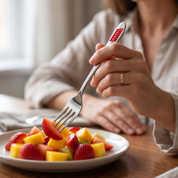 HAZEL Stainless Steel Table Fork Set of 6, 16 cm Dining Forks