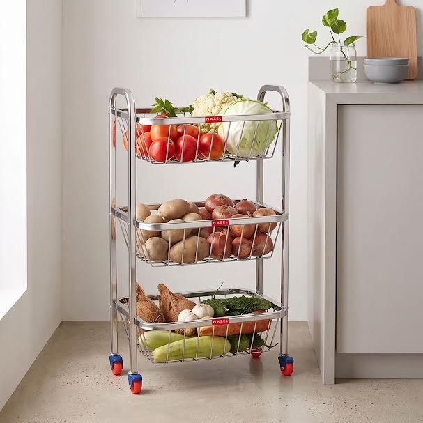 3 Layer Fruit Vegetable Basket Trolley