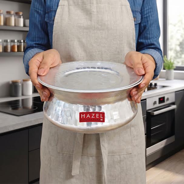 Aluminium Hammered Handi with Lid, 2.4 L, 22cm