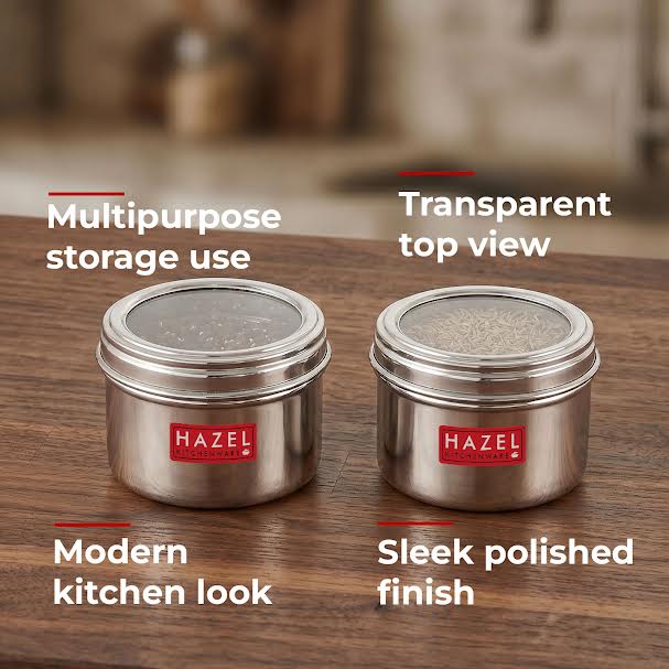 Stainless Steel Airtight Masala, Spice Container Set for Kitchen Storage