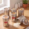 Steel Container With Transparent Lid for pulses, Set of 6 (1000 ML Each)