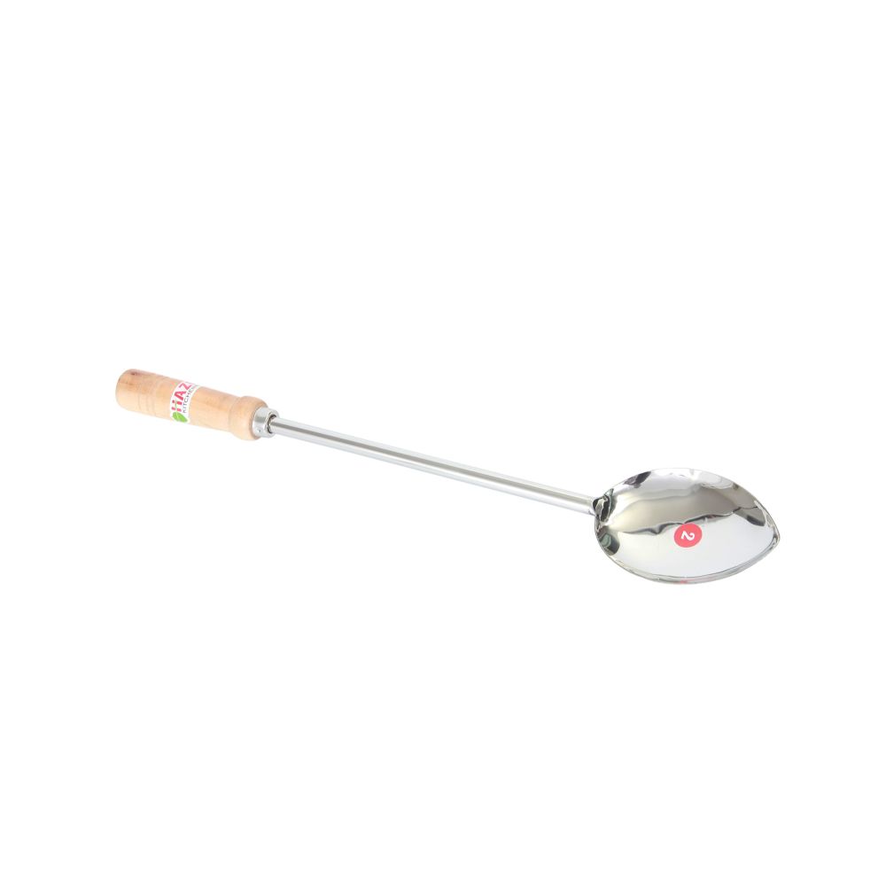 Stainless Steel Serving Spoon Wooden Handle, 52cm