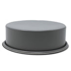 Cake mould shown upside down, revealing its smooth grey underside, on a plain white background.