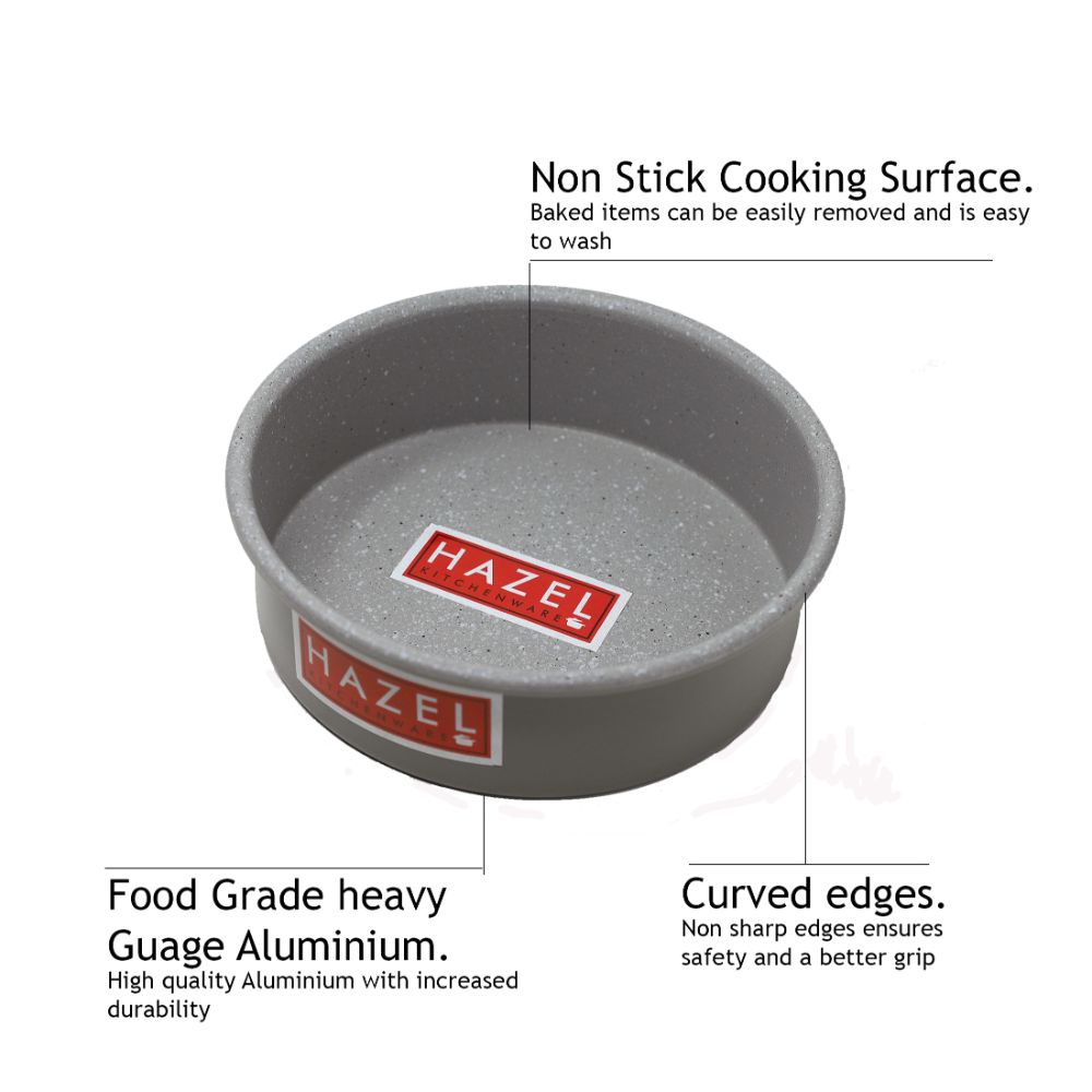 Aluminium Non Stick Round Cake Mould –  Grey, 850ML