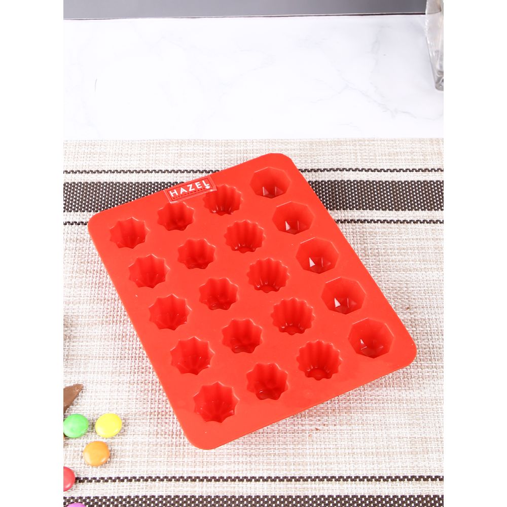 Silicone Flower & Round Chocolate Mold – Red