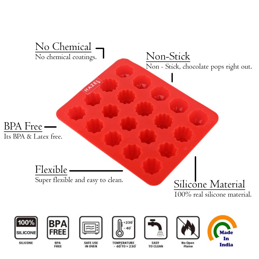 Silicone Flower & Round Chocolate Mold – Red