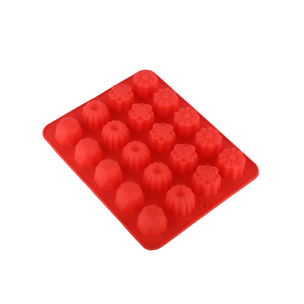 Silicone Flower & Round Chocolate Mold – Red