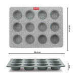 HAZEL Aluminium Non Stick Muffin Tray – 12 Cups (Grey) shown from above.