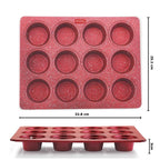 HAZEL Aluminium Non Stick Muffin Tray – 12 Cups (Red)