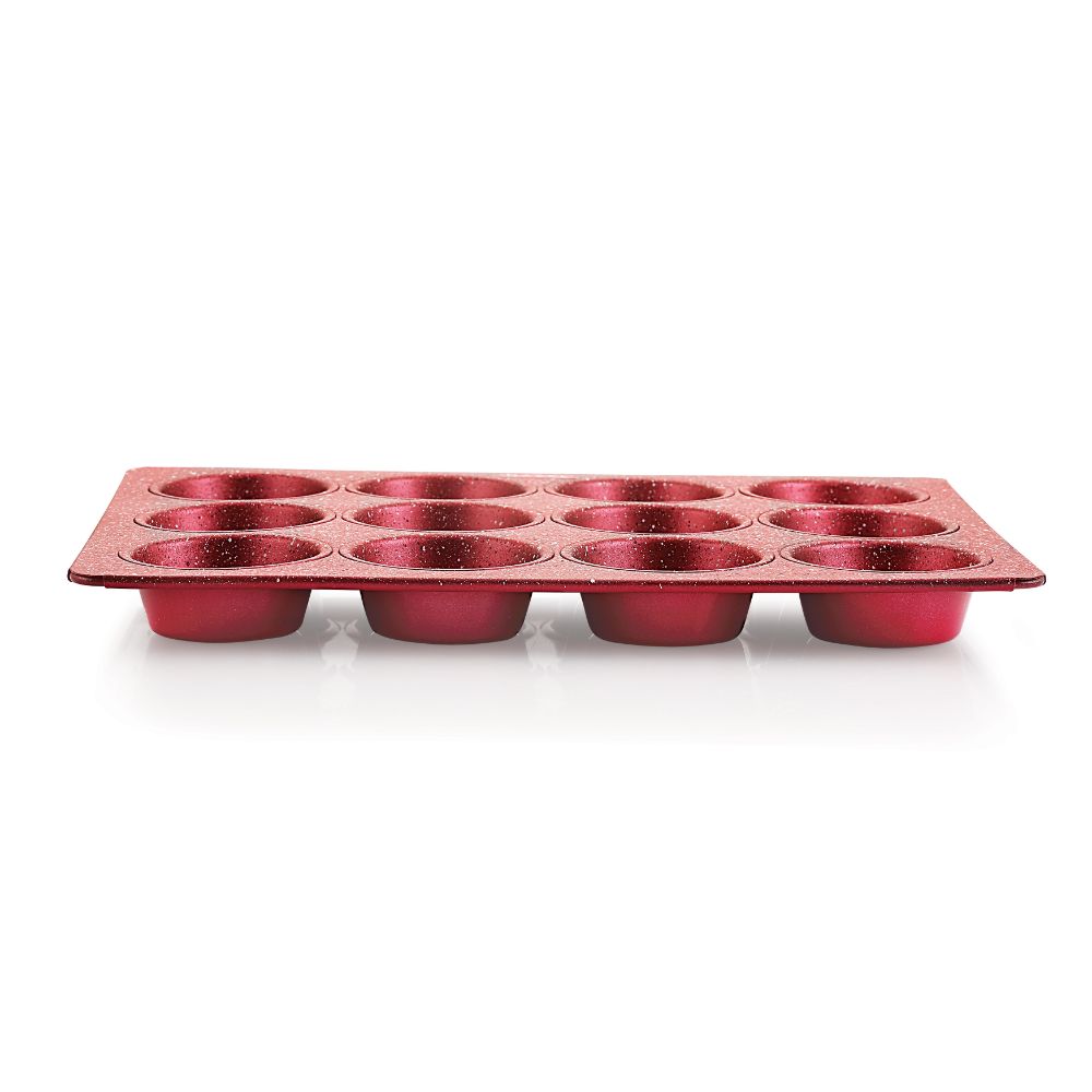 HAZEL Aluminium Non Stick Muffin Tray – 12 Cups (Red)