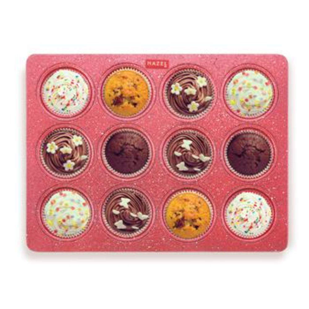 HAZEL Aluminium Non Stick Muffin Tray – 12 Cups (Red)