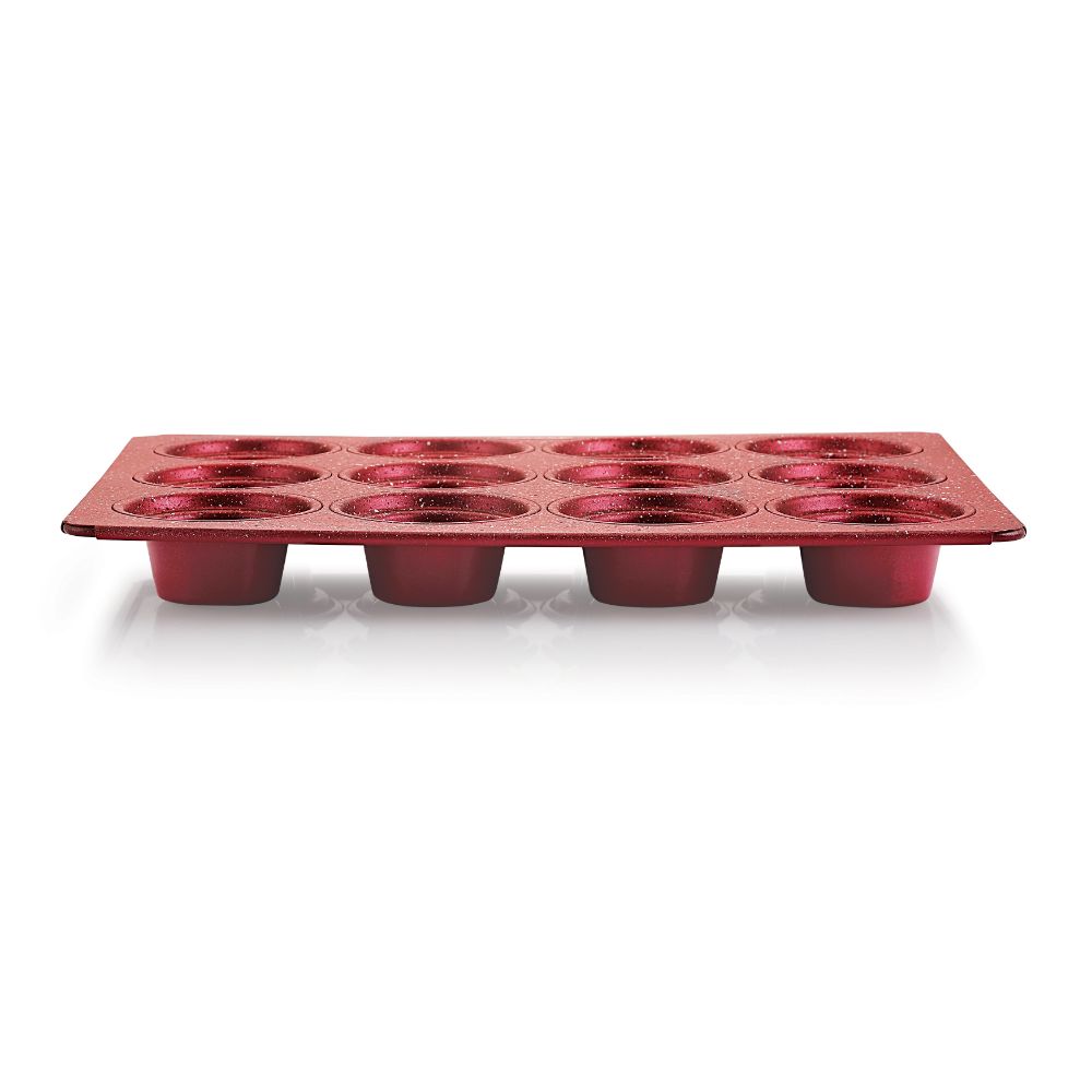 HAZEL Aluminium Non Stick Muffin Tray – 12 Cups (Red)