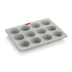 HAZEL Aluminium Muffin Tray – 12 Cups (Grey) — shown at an angle