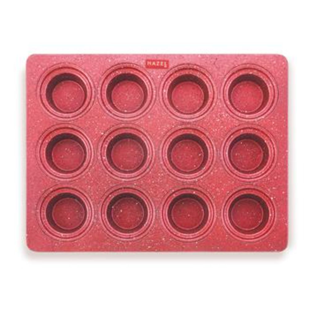 HAZEL Aluminium Non Stick Muffin Tray – 12 Cups (Red)