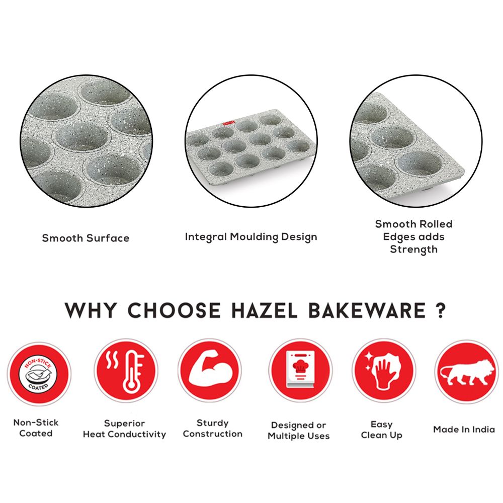 HAZEL Aluminium Muffin Tray – 12 Cups (Grey) — shown in close-up