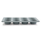 HAZEL Aluminium Muffin Tray – 12 Cups (Grey) — shown from above