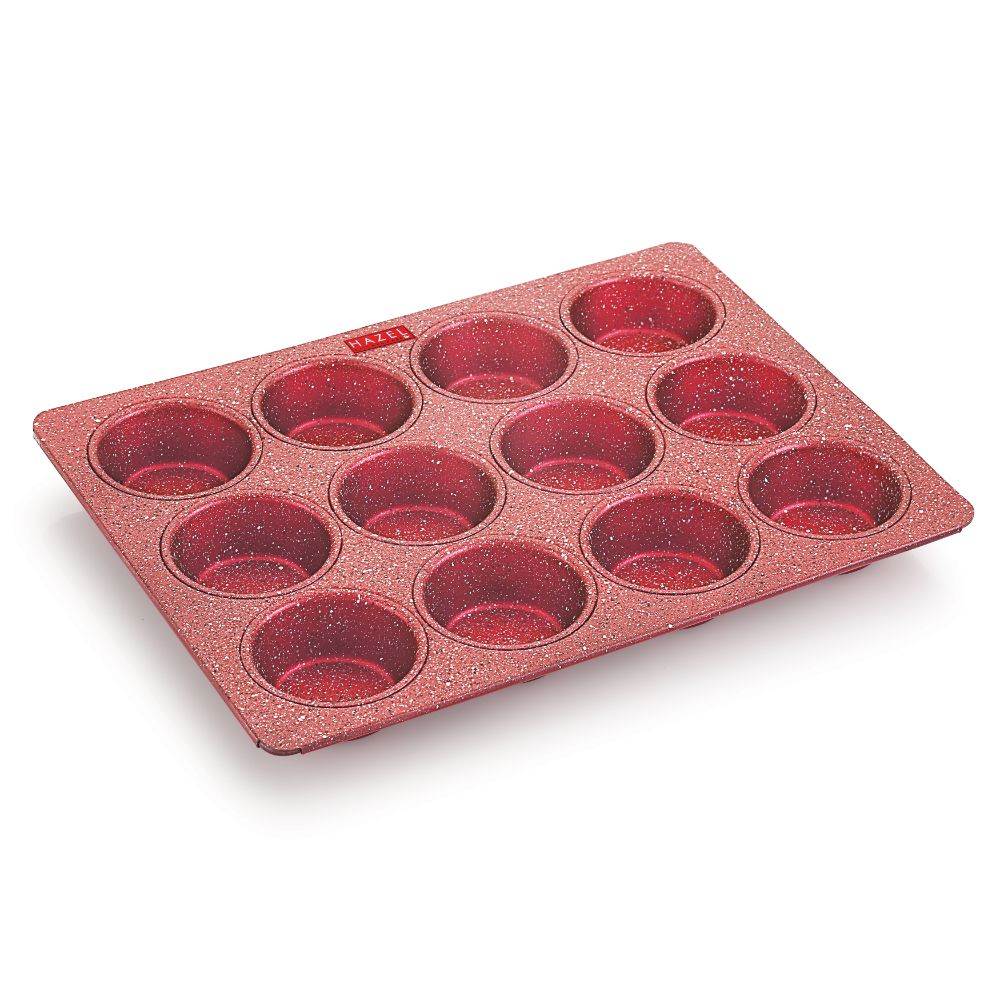 HAZEL Aluminium Non Stick Muffin Tray – 12 Cups (Red)