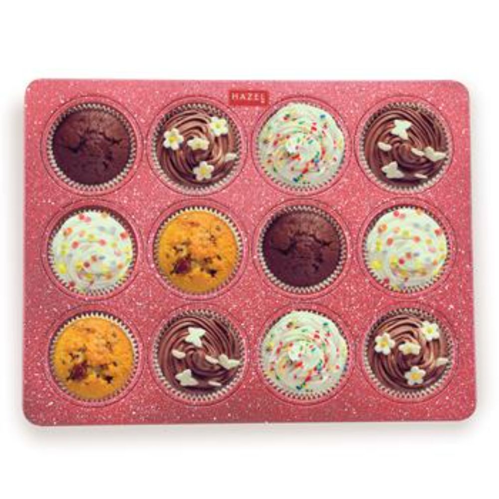 HAZEL Aluminium Non Stick Muffin Tray – 12 Cups (Red)