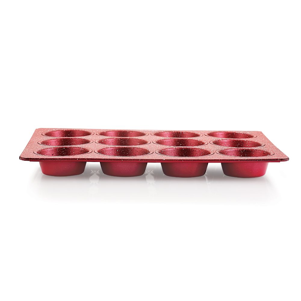 HAZEL Aluminium Non Stick Muffin Tray – 12 Cups (Red)