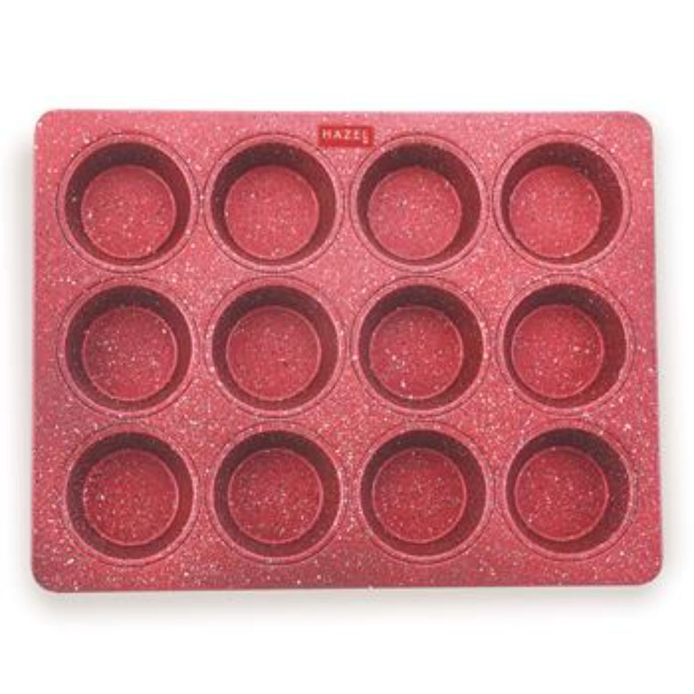 HAZEL Aluminium Non Stick Muffin Tray – 12 Cups (Red)