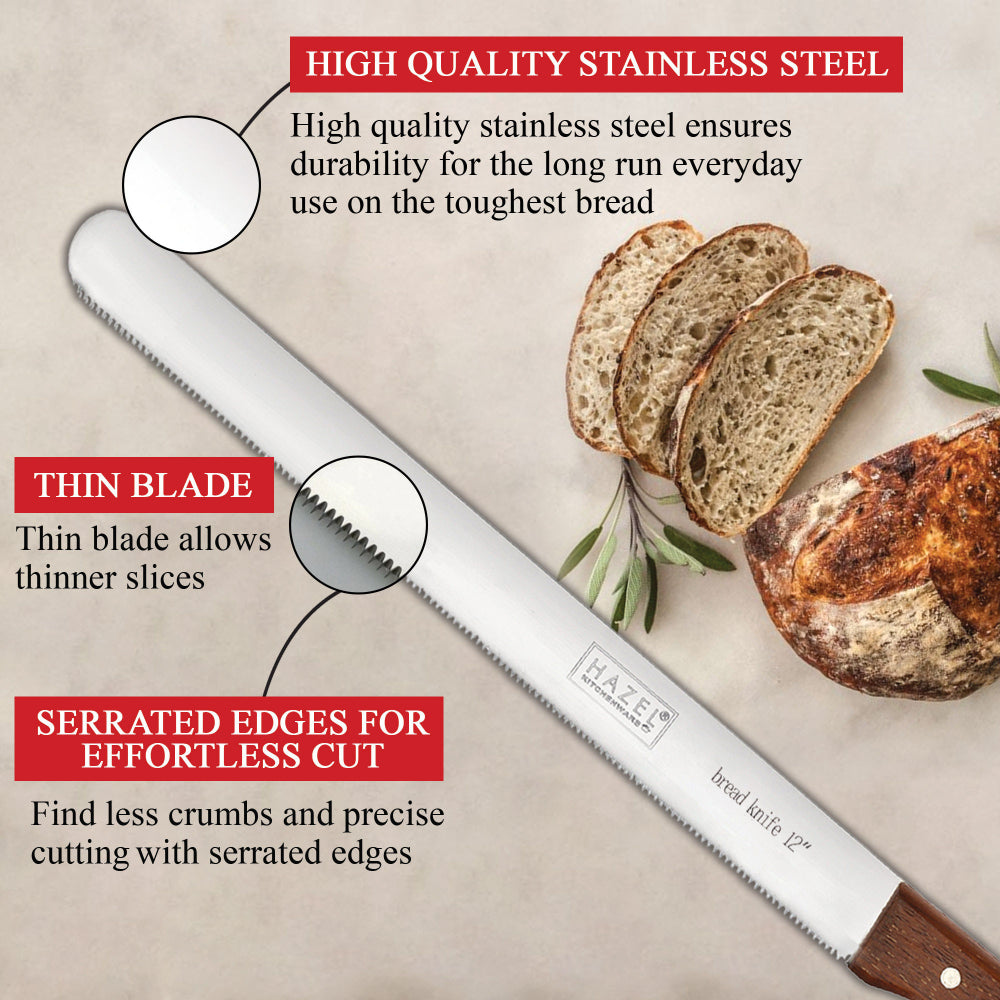Steel cake Cutting Knife with Wooden Handle – 12 Inch