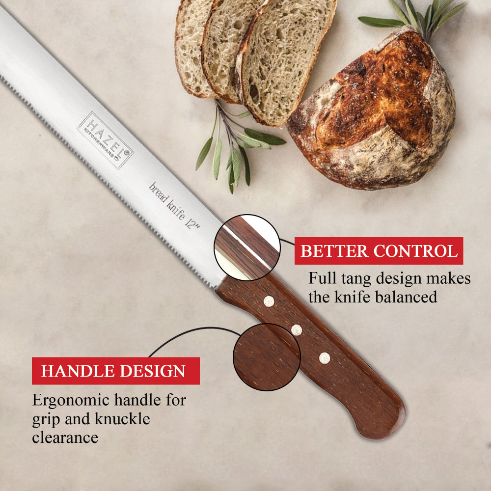 Steel cake Cutting Knife with Wooden Handle – 12 Inch