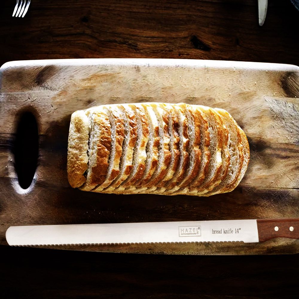 Steel Bread Knife with Wooden Handle – 14 Inch