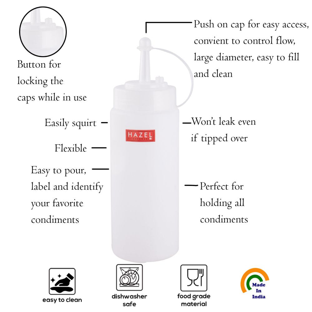 Plastic Chutney/Sauce Squeeze Bottle for Cafeterias, 610 ML