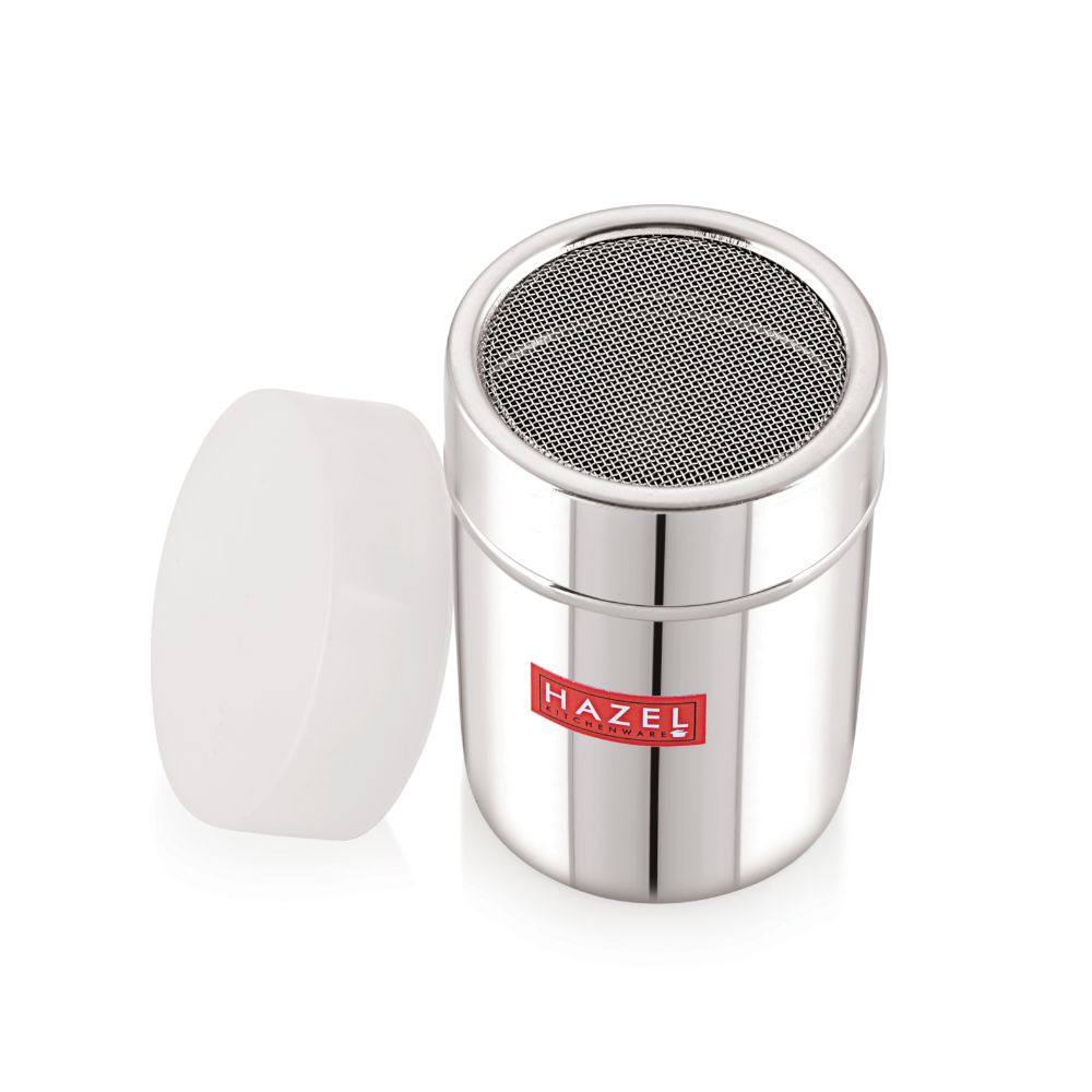 Stainless Steel Coco Powder Shaker with Handle and Plastic Lid – 310 ML