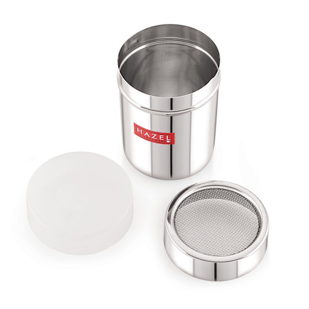 Stainless Steel Coco Powder Shaker with Handle and Plastic Lid – 310 ML