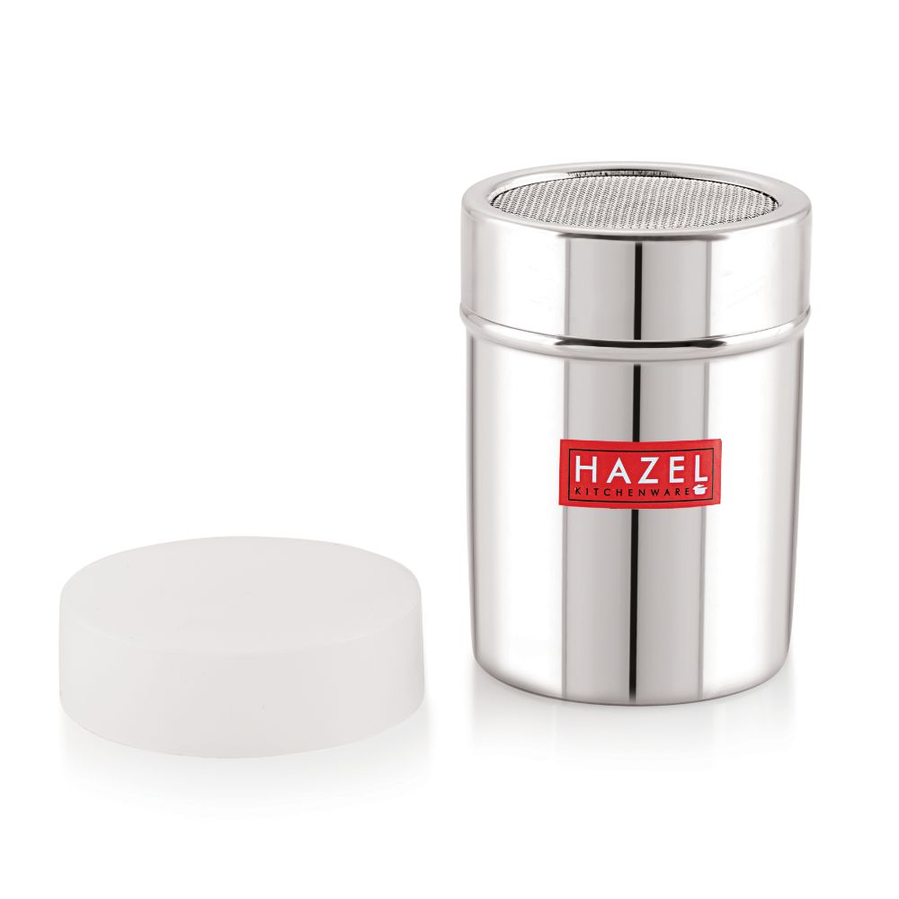Stainless Steel Coco Powder Shaker with Handle and Plastic Lid – 310 ML