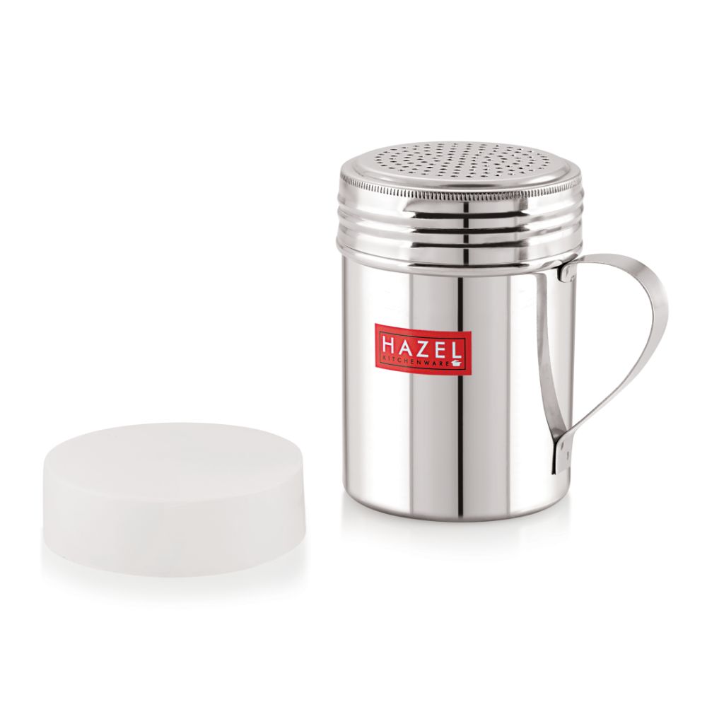 Stainless Steel Powder Shaker with Handle and Plastic Lid – 310 ML