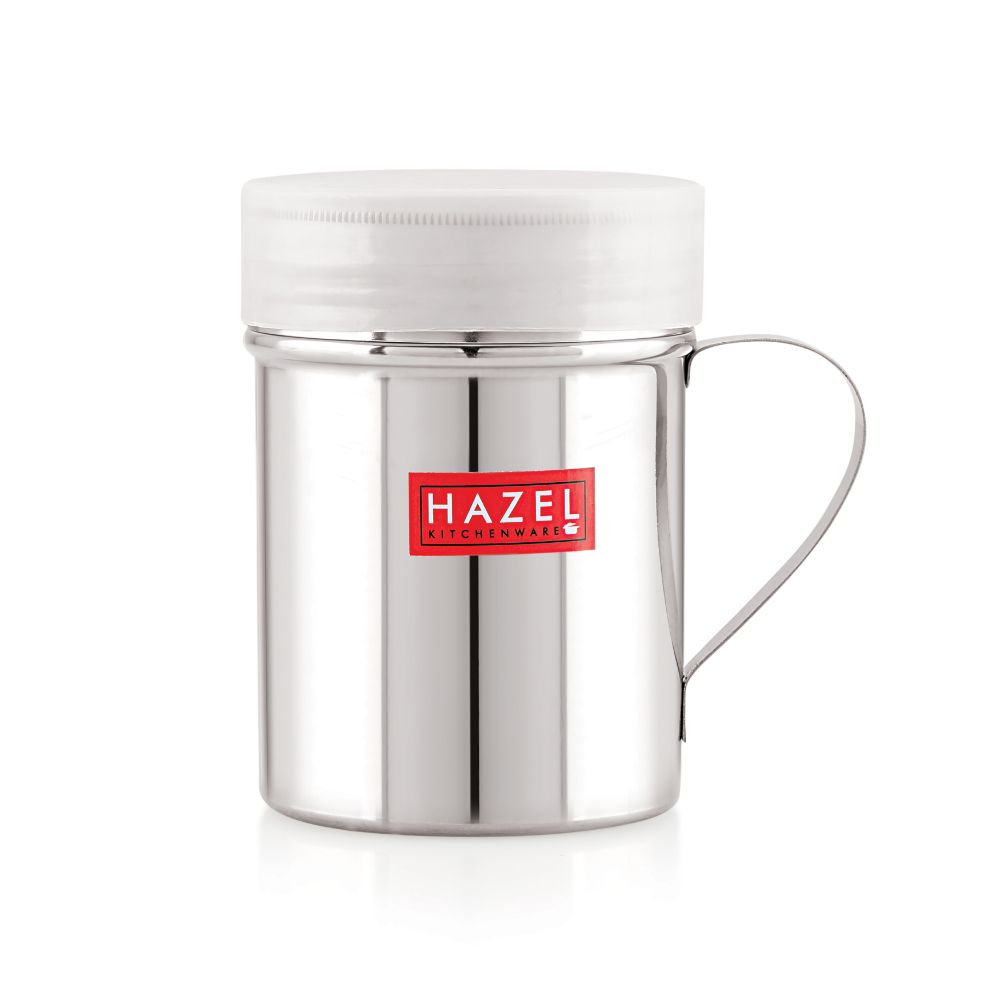 Stainless Steel Powder Shaker with Handle and Plastic Lid – 310 ML