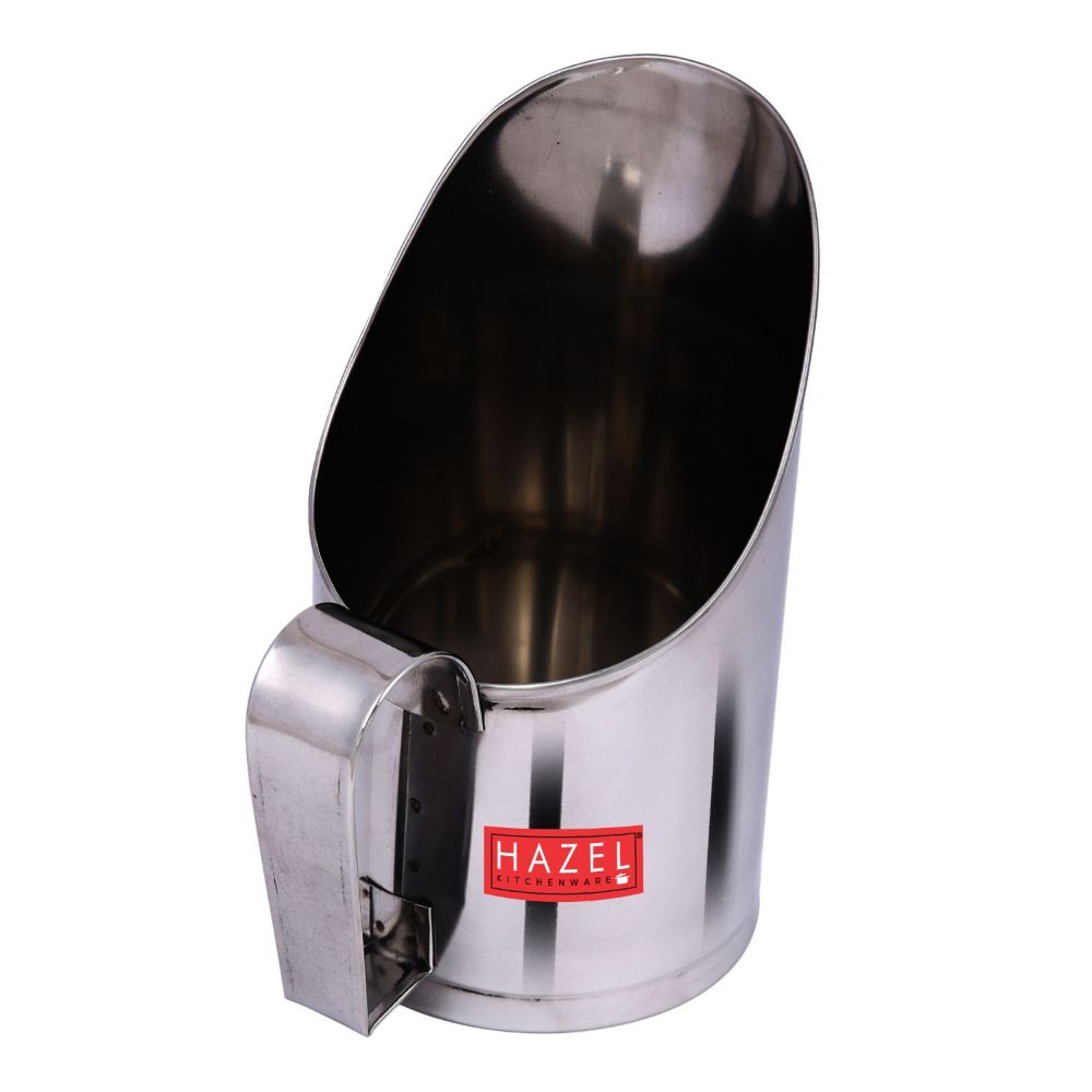 Stainless Steel Flour Scoop with Handle for Atta, Grains & Dry Foods