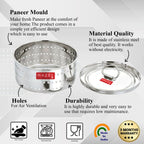 Stainless Steel Paneer Maker Mould – Big Size with labelled details.