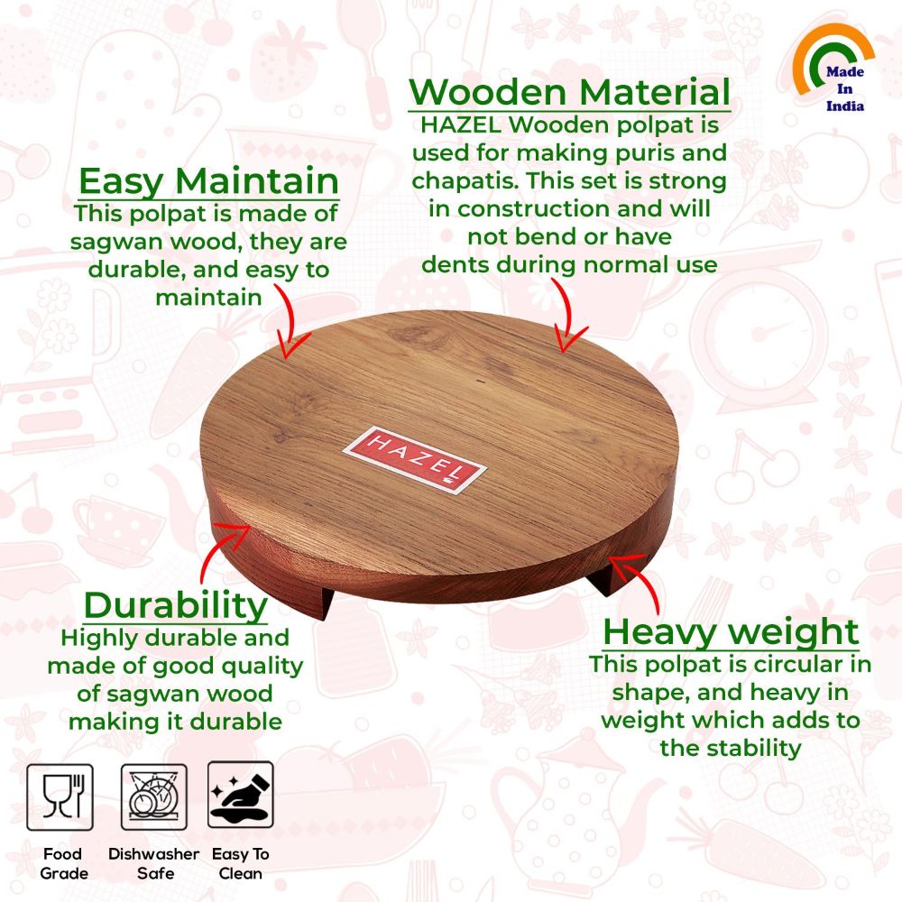Wooden Chakla/Polpat, 24cm