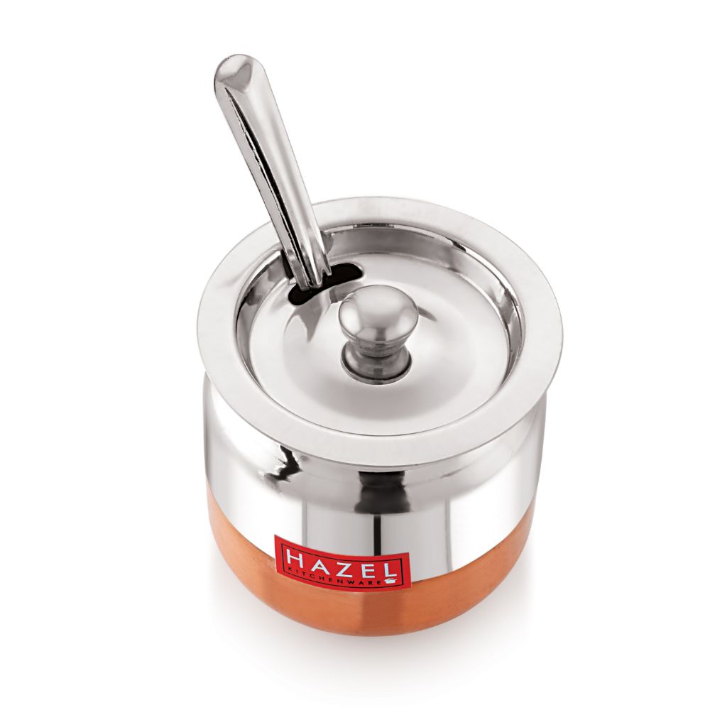 Stainless Steel Oil And Ghee Container With Spoon (225 ML)