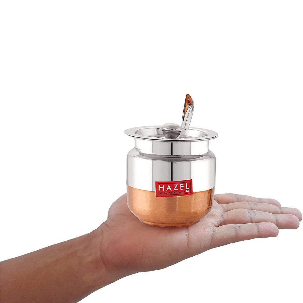 Stainless Steel Oil And Ghee Container With Spoon (225 ML)