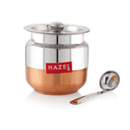 Stainless Steel Copper Bottom Oil & Ghee Container with Spoon – 300 ML