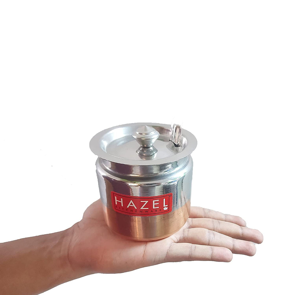 Stainless Steel Copper Bottom Oil & Ghee Container with Spoon – 300 ML