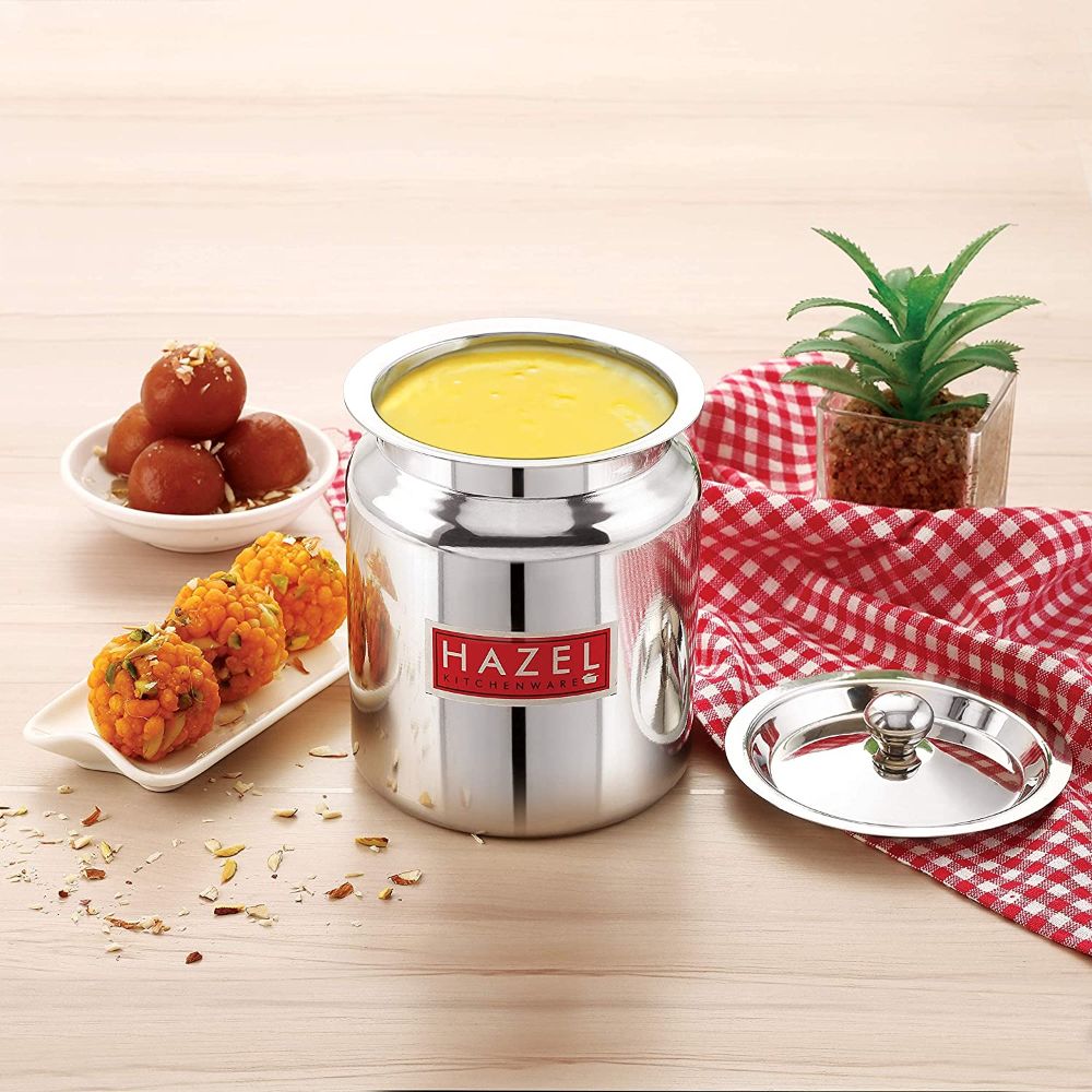 Stainless Steel Oil ghee Container with Lid, Kitchen Dispenser