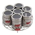 Stainless Steel Masala Container with Transparent Lid, 7 pcs
